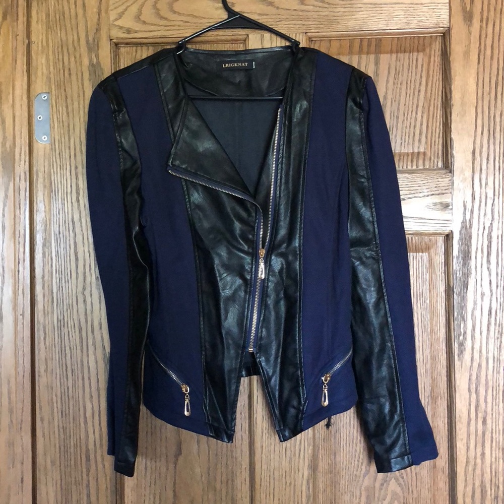 Blue and black faux leather Jacket